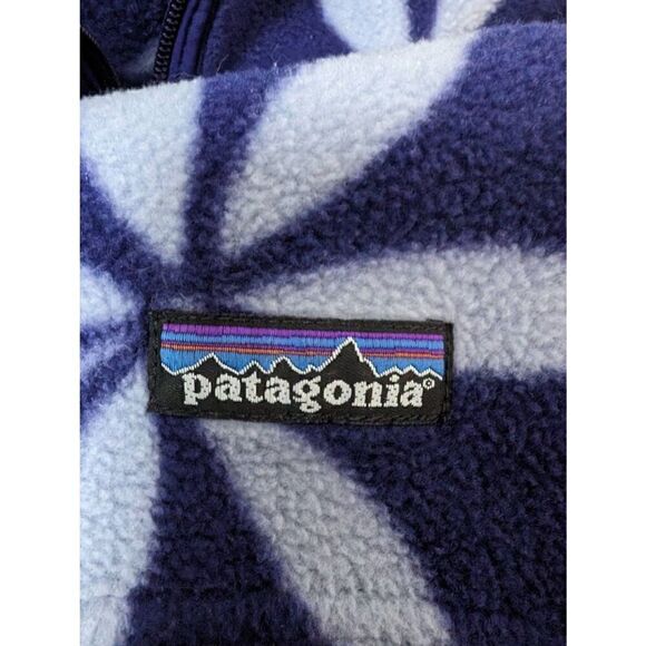 Patagonia Purple and White Synchilla Pullover 1/4 ZIP Fleece Jacket Front Pocket - Picture 5 of 6